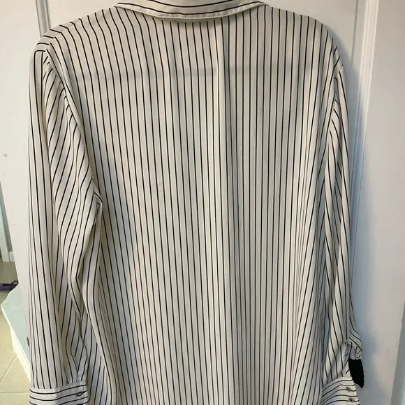 Rachel Zoe Black and Cream Pinstripe Blouse - Picture 3 of 4